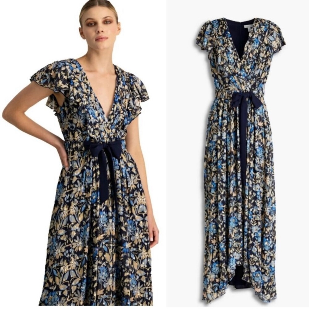 Monique Lhuillier Blue Bell garden short sleeve maxi. Perfect condition! - Picture 8 of 9
